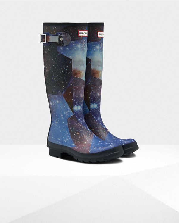  Hunter women's original tall space camo wellington boots : midnight