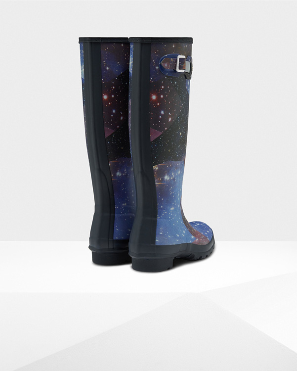  Hunter women's original tall space camo wellington boots : midnight