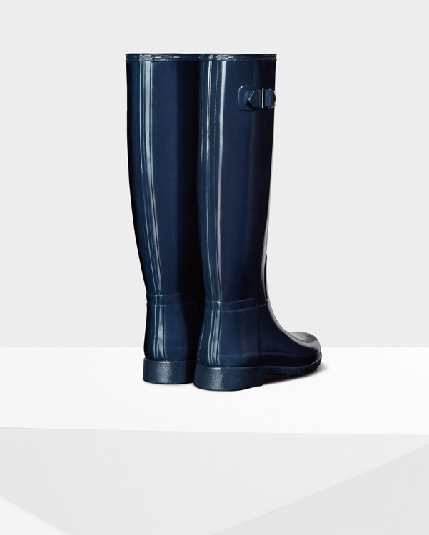  Hunter women's original refined gloss wellington boots : navy