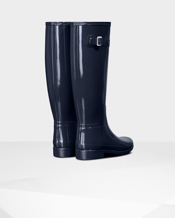  Hunter women's original refined gloss wellington boots : navy