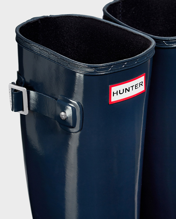  Hunter women's original refined gloss wellington boots : navy