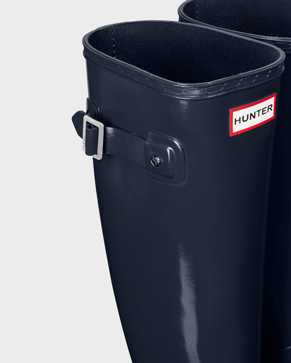  Hunter women's original refined gloss wellington boots : navy