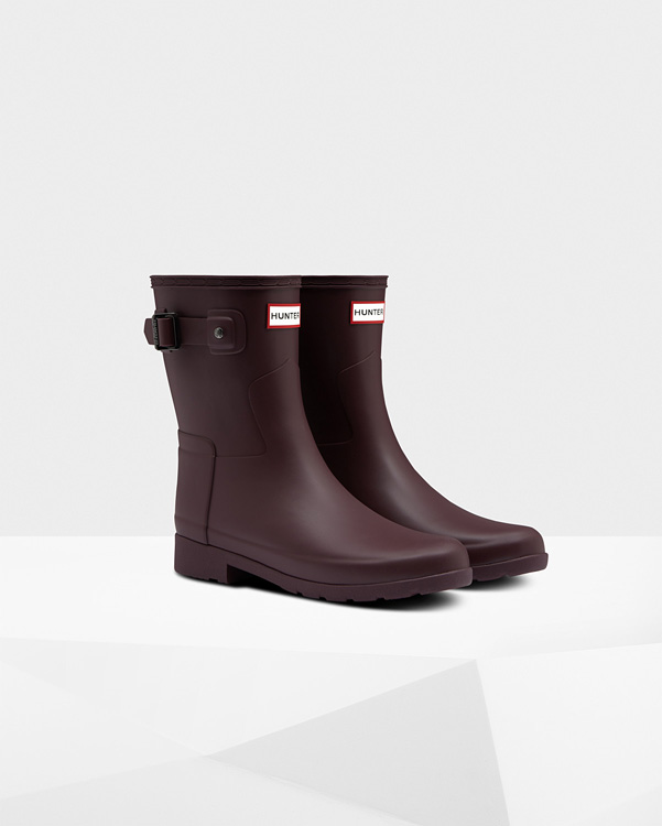  Hunter women's original refined short wellington boots : oxblood