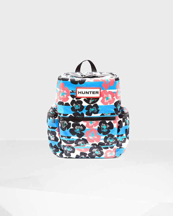  Hunter original floral stripe top clip backpack : floral stripe/forget me not