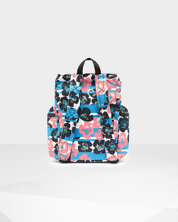  Hunter original floral stripe top clip backpack : floral stripe/forget me not