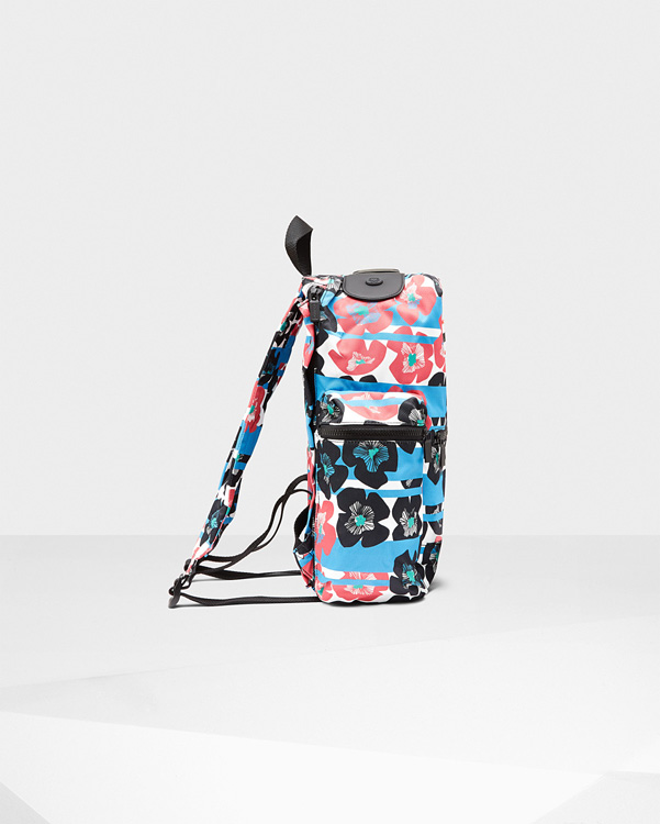  Hunter original floral stripe top clip backpack : floral stripe/forget me not