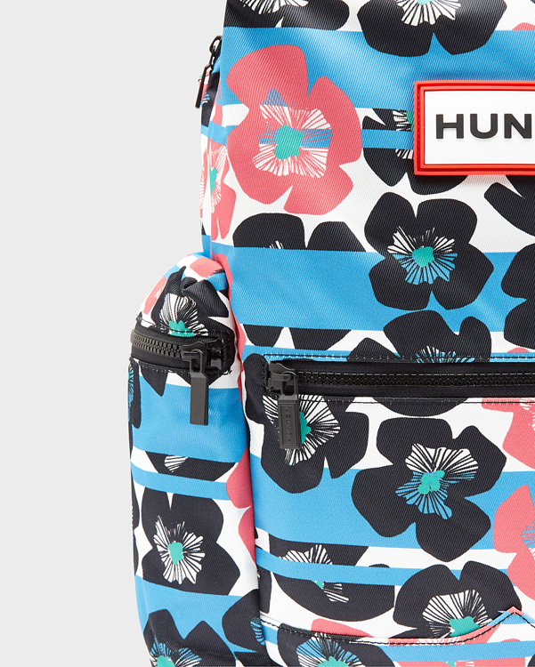  Hunter original floral stripe top clip backpack : floral stripe/forget me not