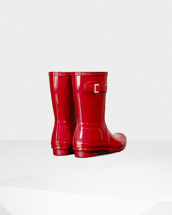  Hunter women's original short gloss wellington boots : military red