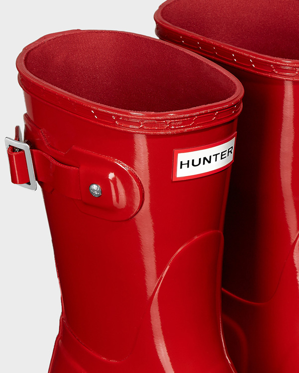  Hunter women's original short gloss wellington boots : military red