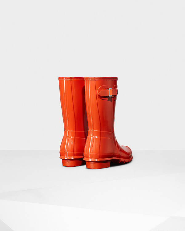  Hunter women's original short gloss wellington boots : orange