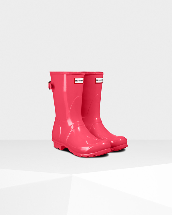  Hunter women's original short back adjustable gloss wellington boots : flare