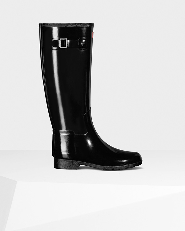  Hunter women's original refined gloss wellington boots : black