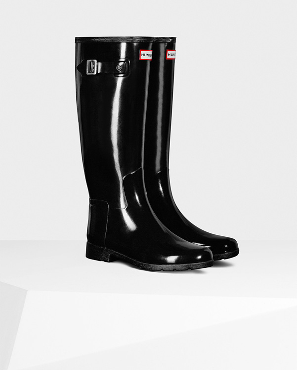  Hunter women's original refined gloss wellington boots : black