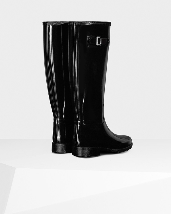  Hunter women's original refined gloss wellington boots : black