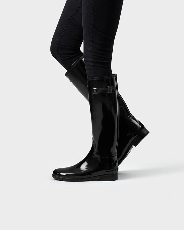  Hunter women's original refined gloss wellington boots : black