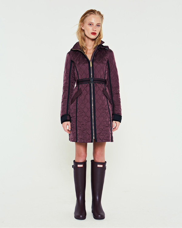  Hunter women's refined quilted trench coat : oxblood