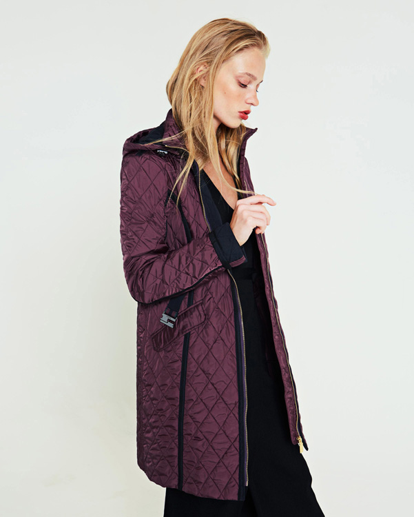  Hunter women's refined quilted trench coat : oxblood