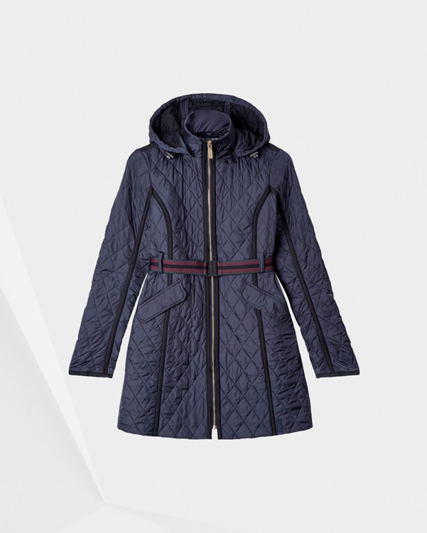  Hunter women's refined quilted trench coat : navy