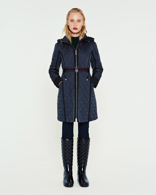  Hunter women's refined quilted trench coat : navy