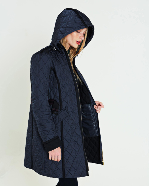  Hunter women's refined quilted trench coat : navy