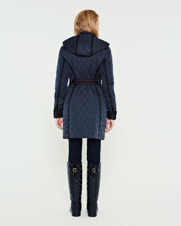  Hunter women's refined quilted trench coat : navy