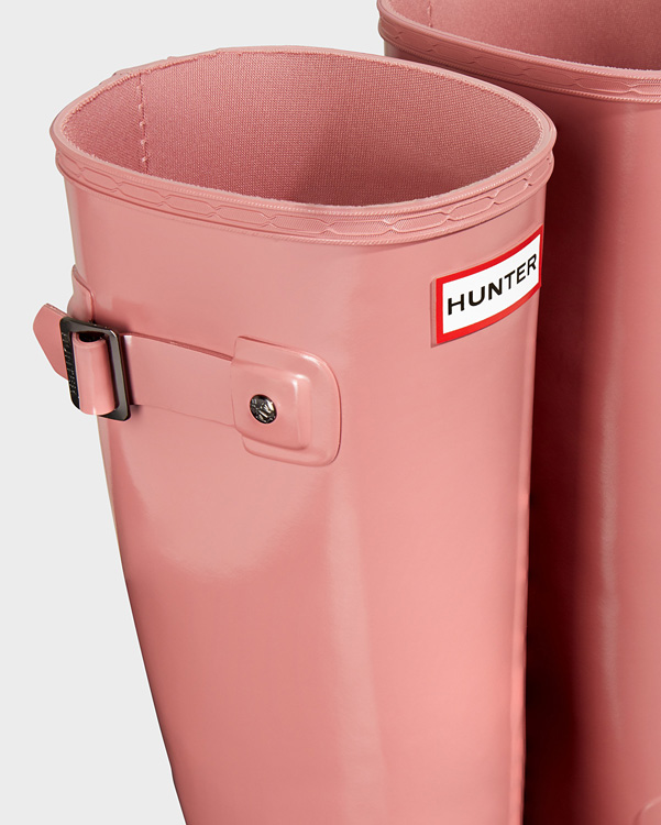  Hunter women's original refined gloss wellington boots : pale rose