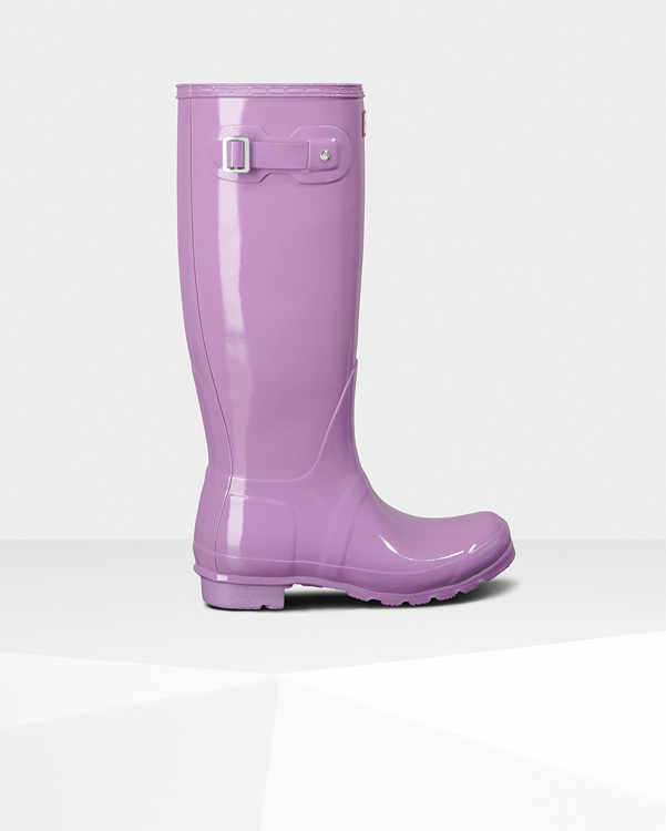  Hunter women's original tall gloss wellington boots : thistle