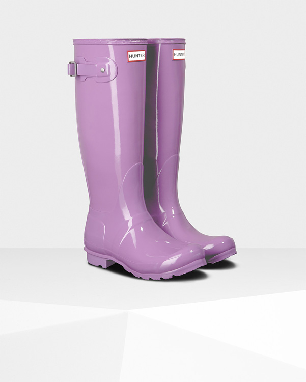  Hunter women's original tall gloss wellington boots : thistle