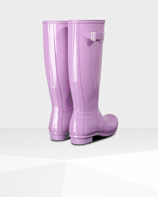  Hunter women's original tall gloss wellington boots : thistle