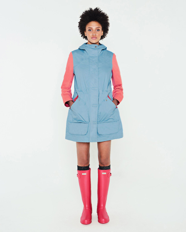  Hunter women's original colour blocked cotton hunting coat : pale blue