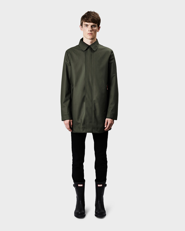  Hunter men's original rubberised raincoat : dark olive