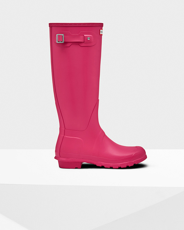  Hunter women's original tall wellington boots : bright pink