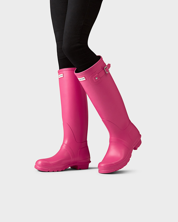  Hunter women's original tall wellington boots : bright pink