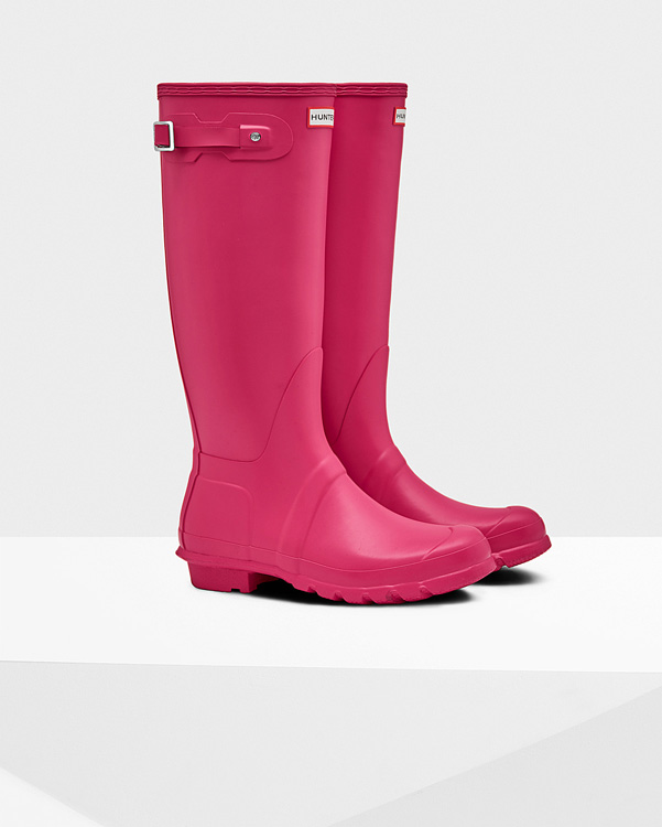  Hunter women's original tall wellington boots : bright pink