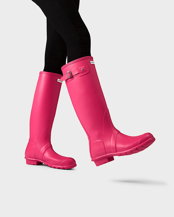  Hunter women's original tall wellington boots : bright pink