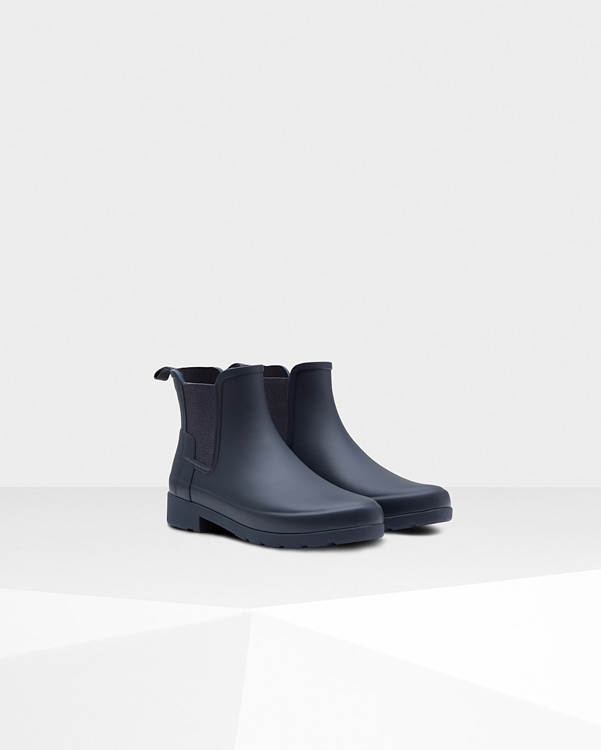  Hunter women's original refined chelsea boots : navy