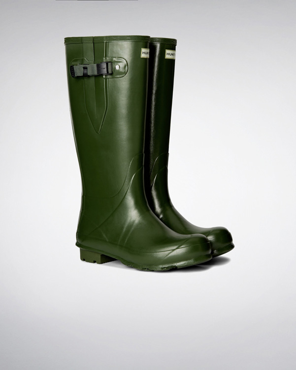  Hunter men's norris field side adjustable neoprene lined wellington boots : vintage green