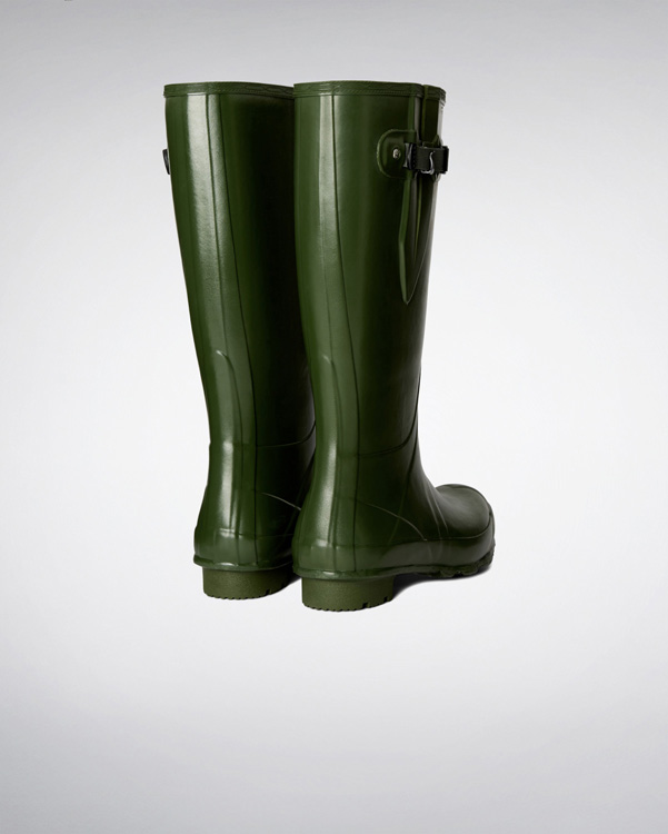  Hunter men's norris field side adjustable neoprene lined wellington boots : vintage green