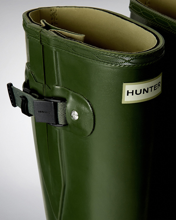  Hunter men's norris field side adjustable neoprene lined wellington boots : vintage green