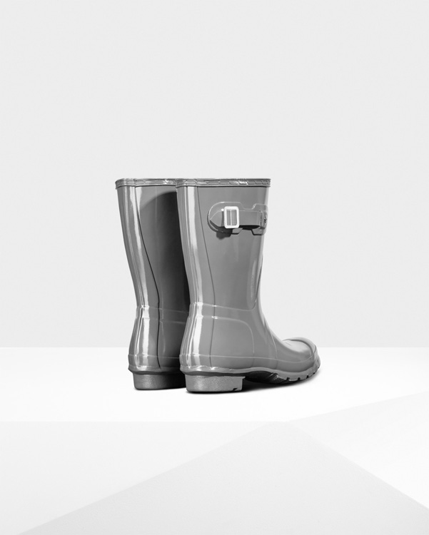  Hunter women's original short gloss wellington boots : feather