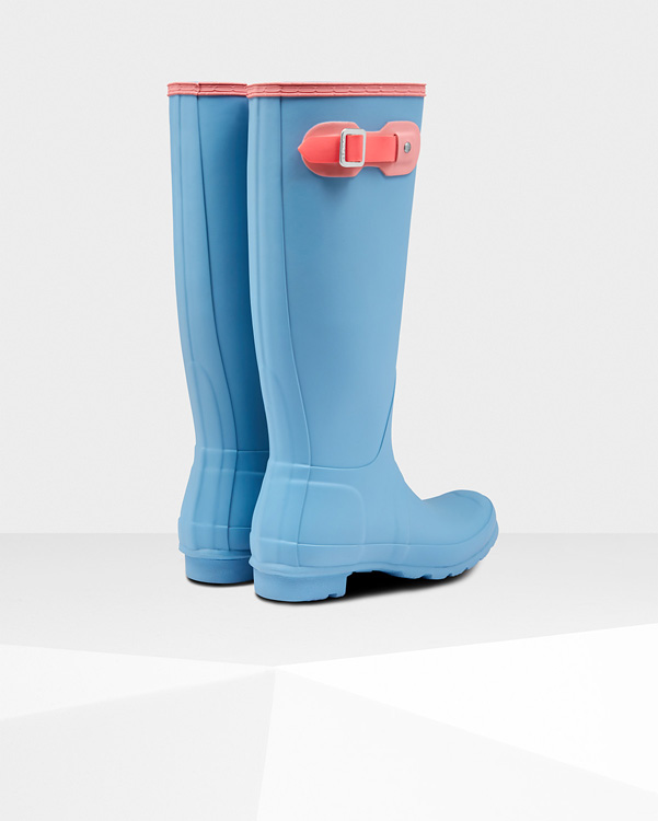  Hunter women's original colourblock tall wellington boots : pale blue