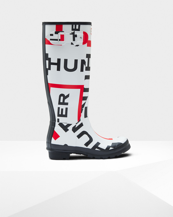  Hunter women's original exploded logo tall wellington boots : exploded logo