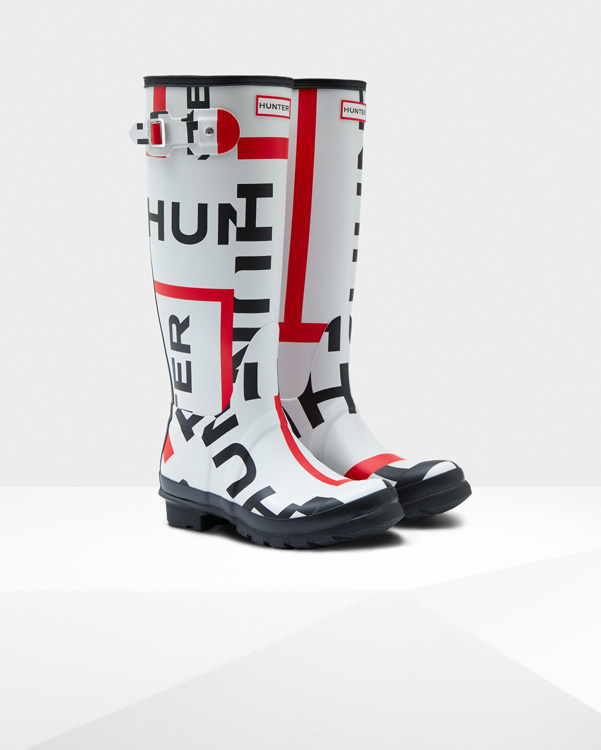  Hunter women's original exploded logo tall wellington boots : exploded logo