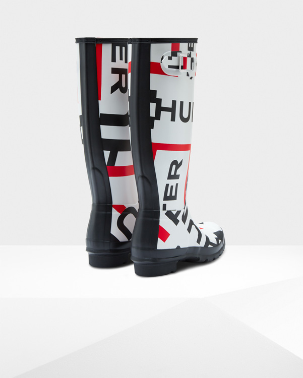  Hunter women's original exploded logo tall wellington boots : exploded logo