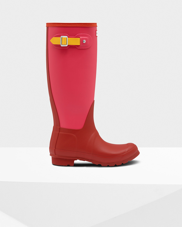  Hunter women's original colourblock tall wellington boots : military red