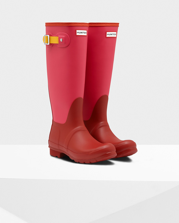  Hunter women's original colourblock tall wellington boots : military red