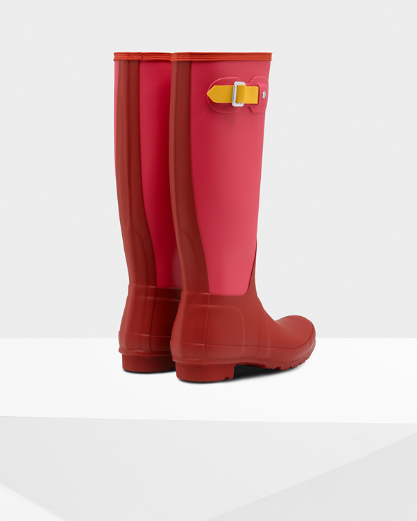  Hunter women's original colourblock tall wellington boots : military red