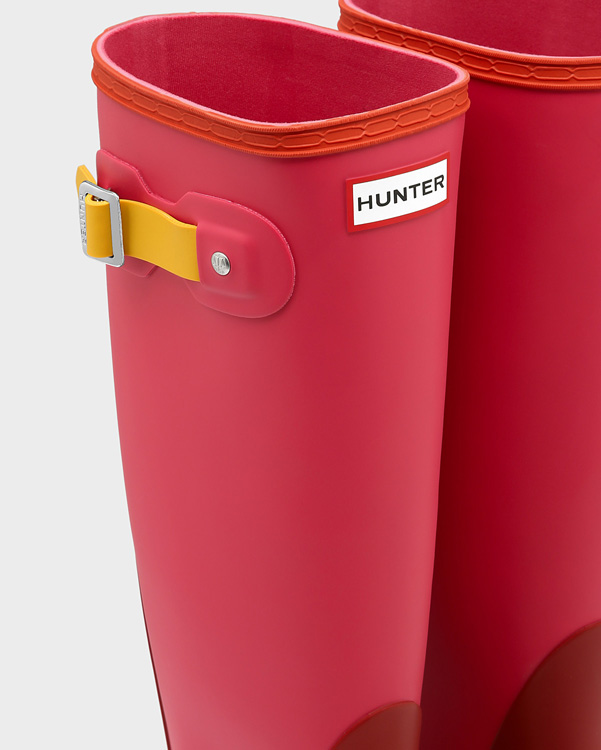  Hunter women's original colourblock tall wellington boots : military red